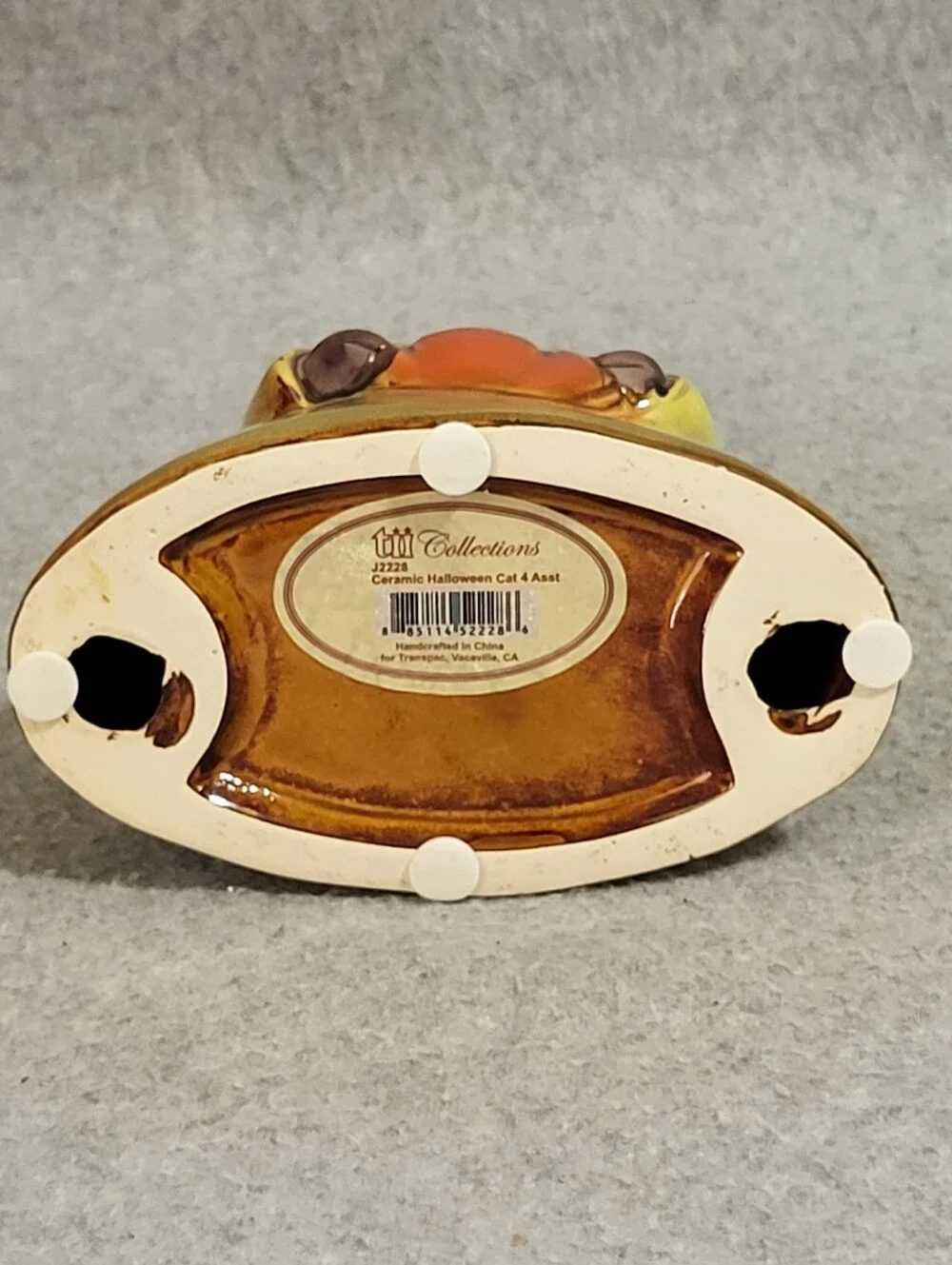 Vtg Tii Collections Witch Halloween Cat with Pumpkin Hat Ceramic Figurine Retro